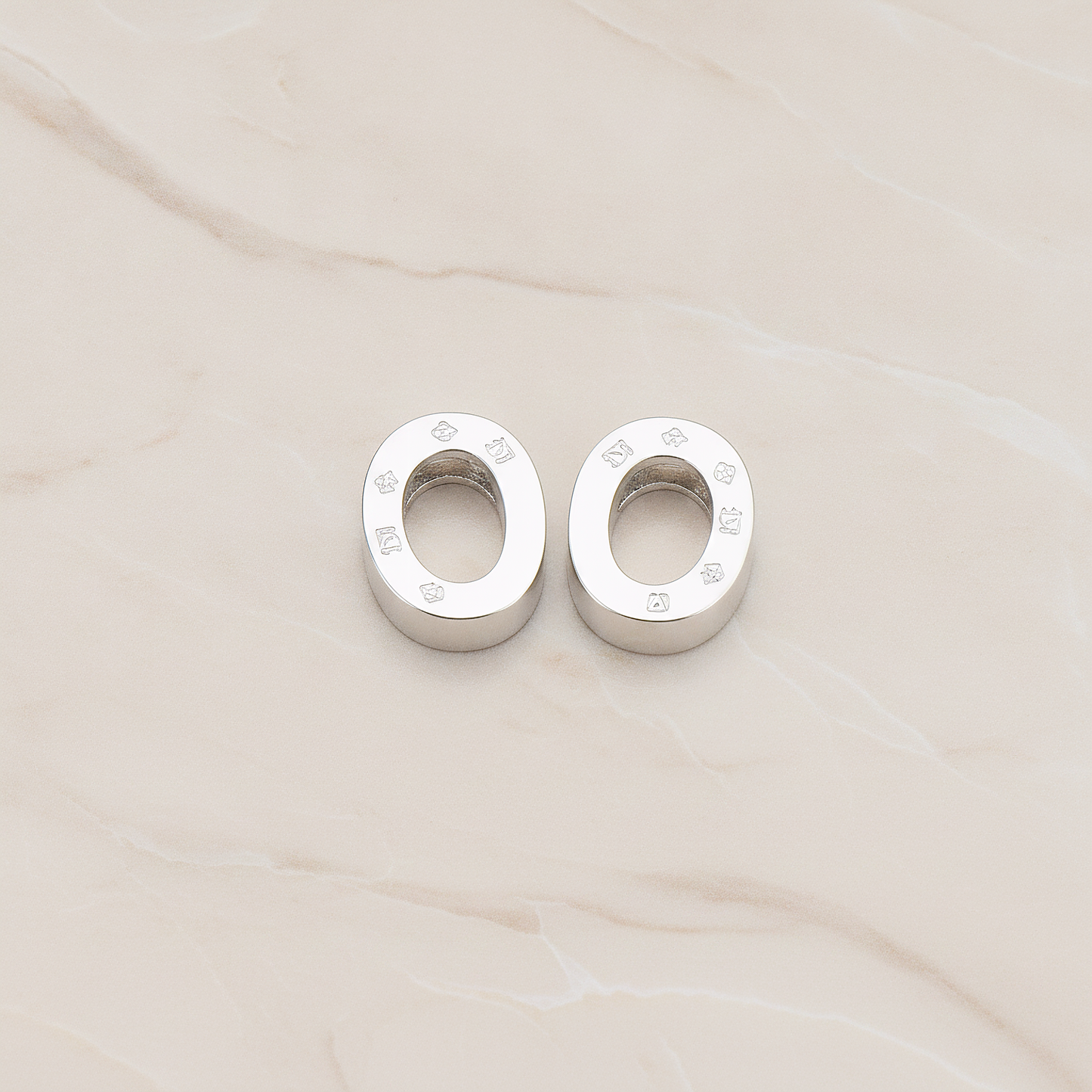 3D Initials Pendant, 2 Pc on warm marble background (PD.198)