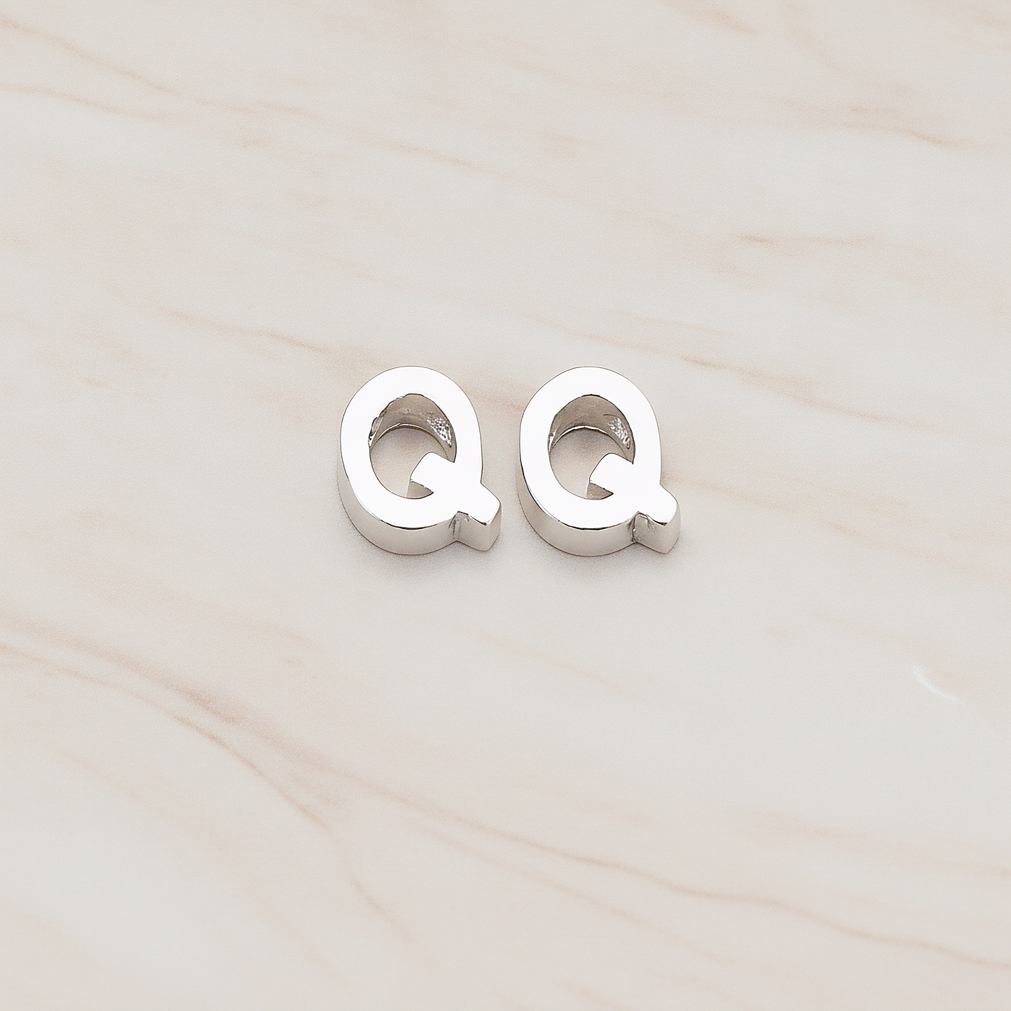 3D Initials Pendant, 2 Pc on warm marble background (PD.198)