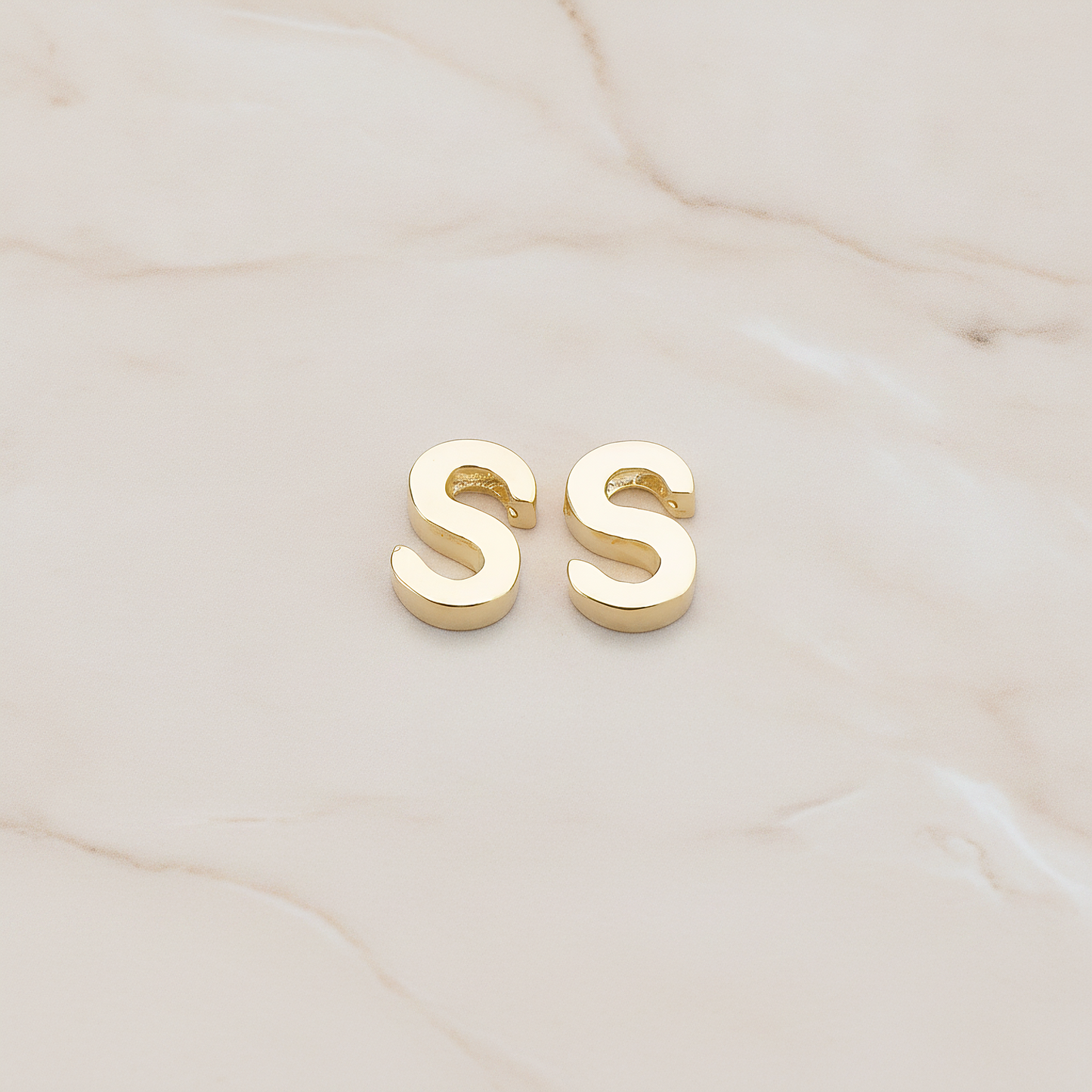 3D Initials Pendant, 2 Pc on warm marble background (PD.198)