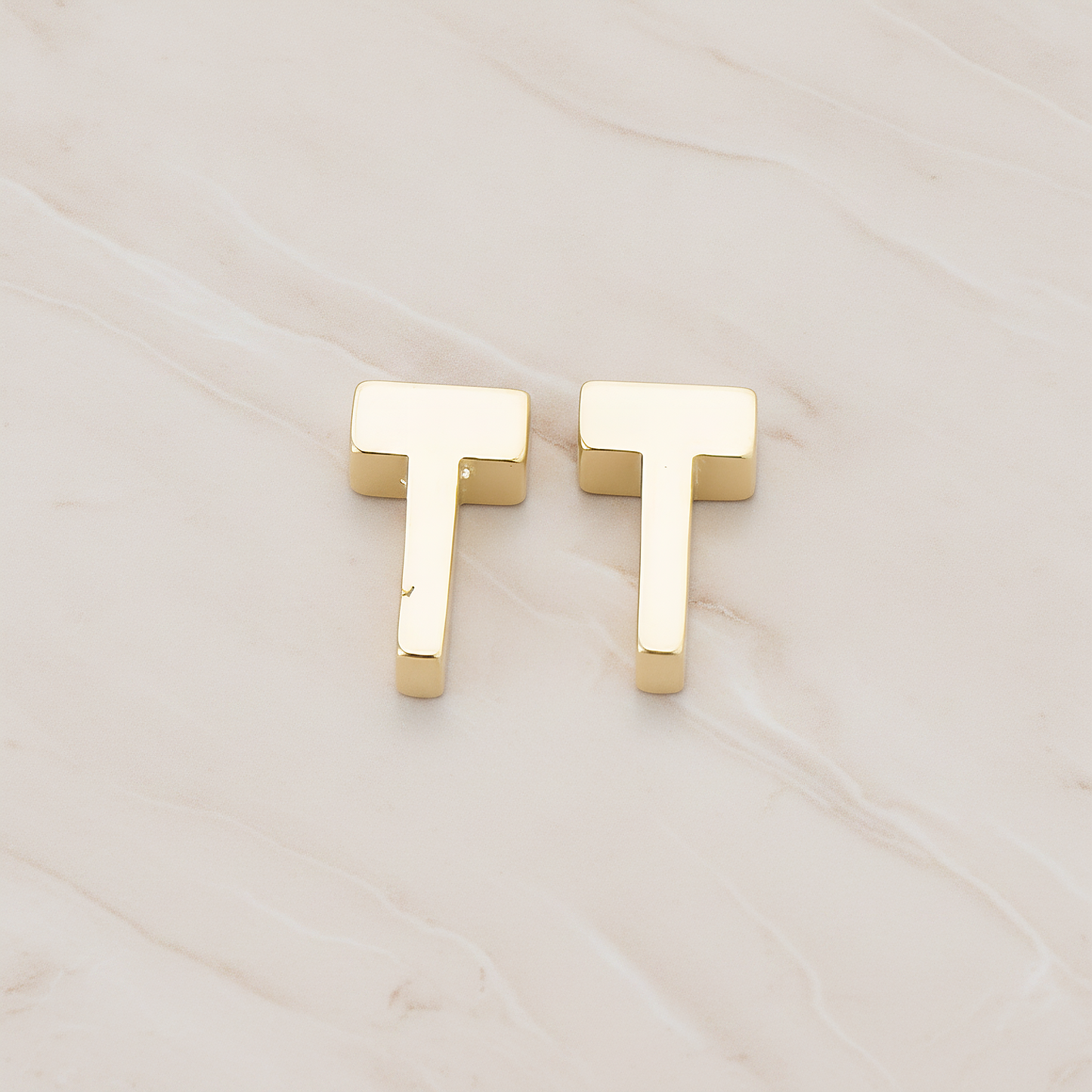 3D Initials Pendant, 2 Pc on warm marble background (PD.198)