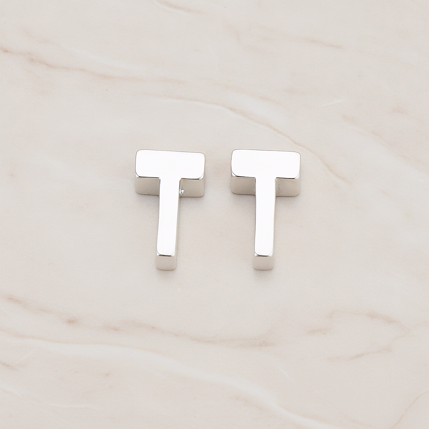 3D Initials Pendant, 2 Pc on warm marble background (PD.198)