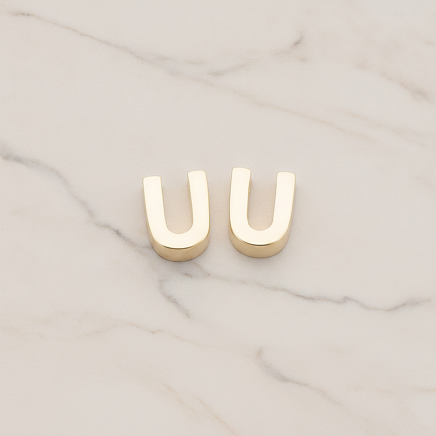 3D Initials Pendant, 2 Pc on warm marble background (PD.198)
