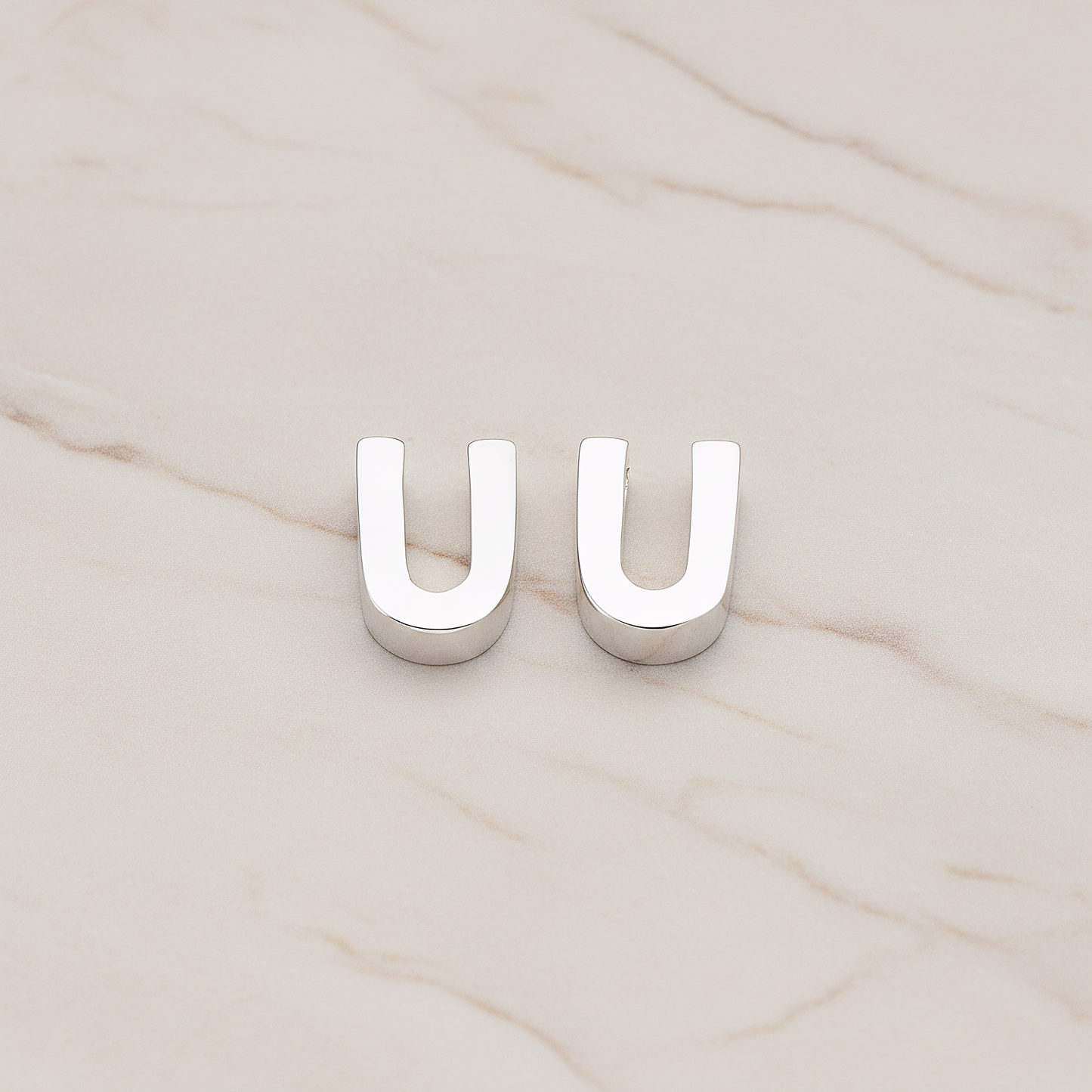 3D Initials Pendant, 2 Pc on warm marble background (PD.198)