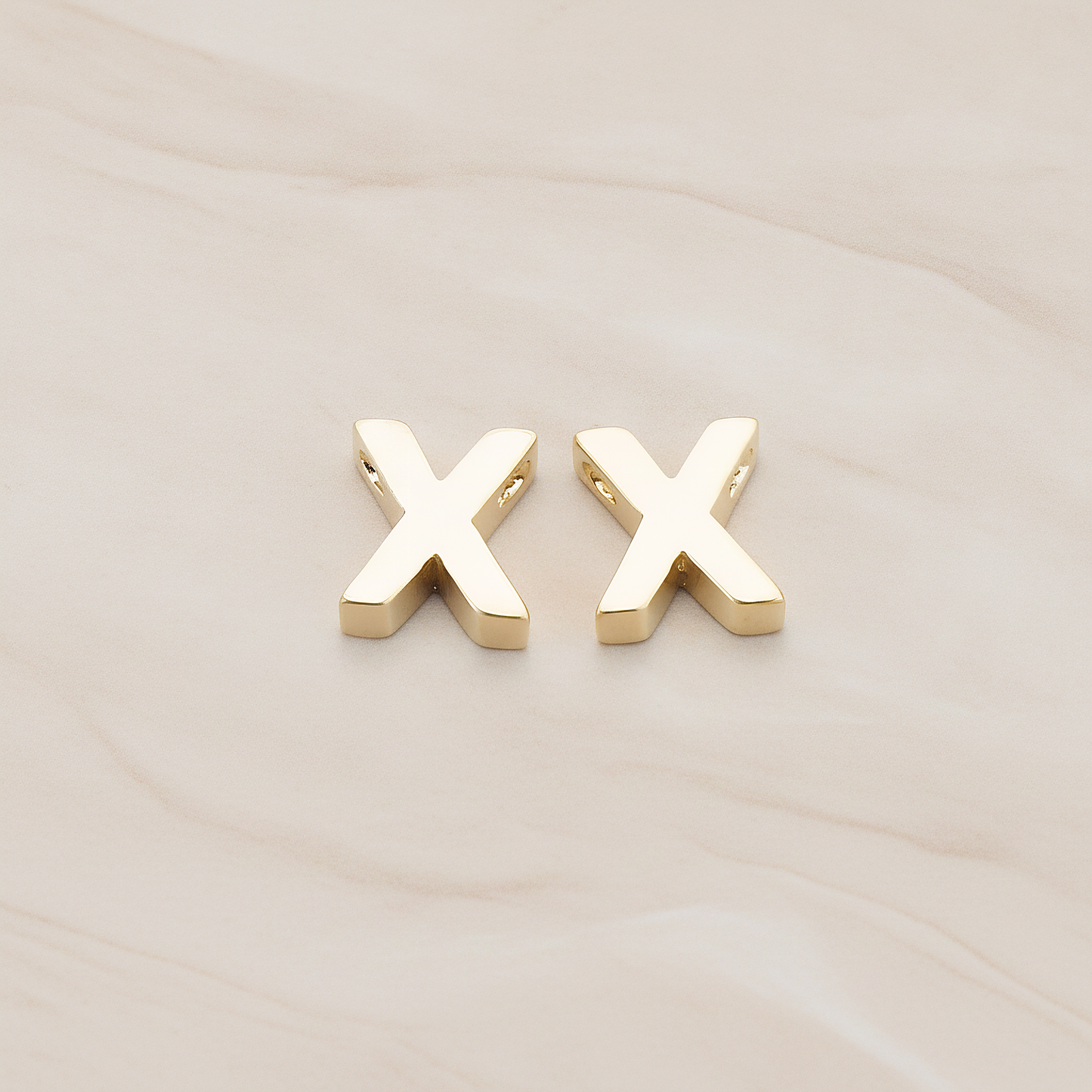 3D Initials Pendant, 2 Pc on warm marble background (PD.198)