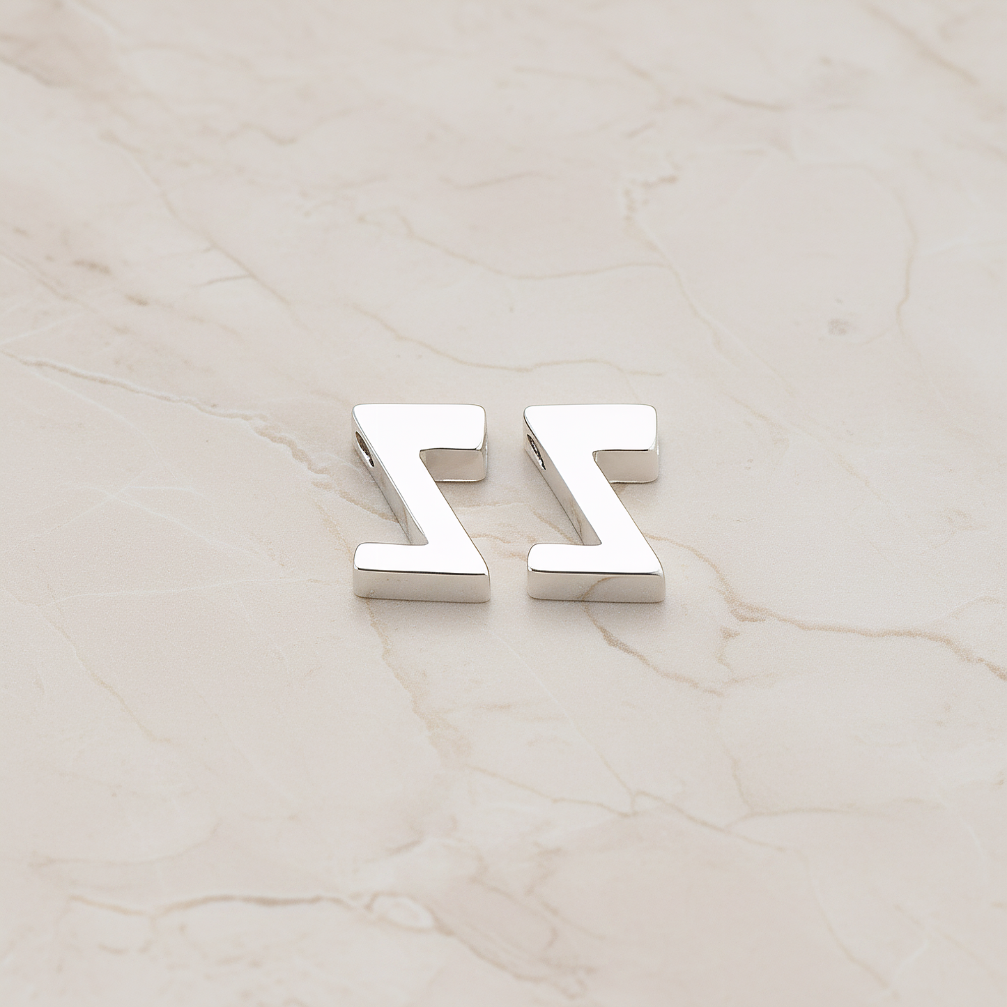3D Initials Pendant, 2 Pc on warm marble background (PD.198)