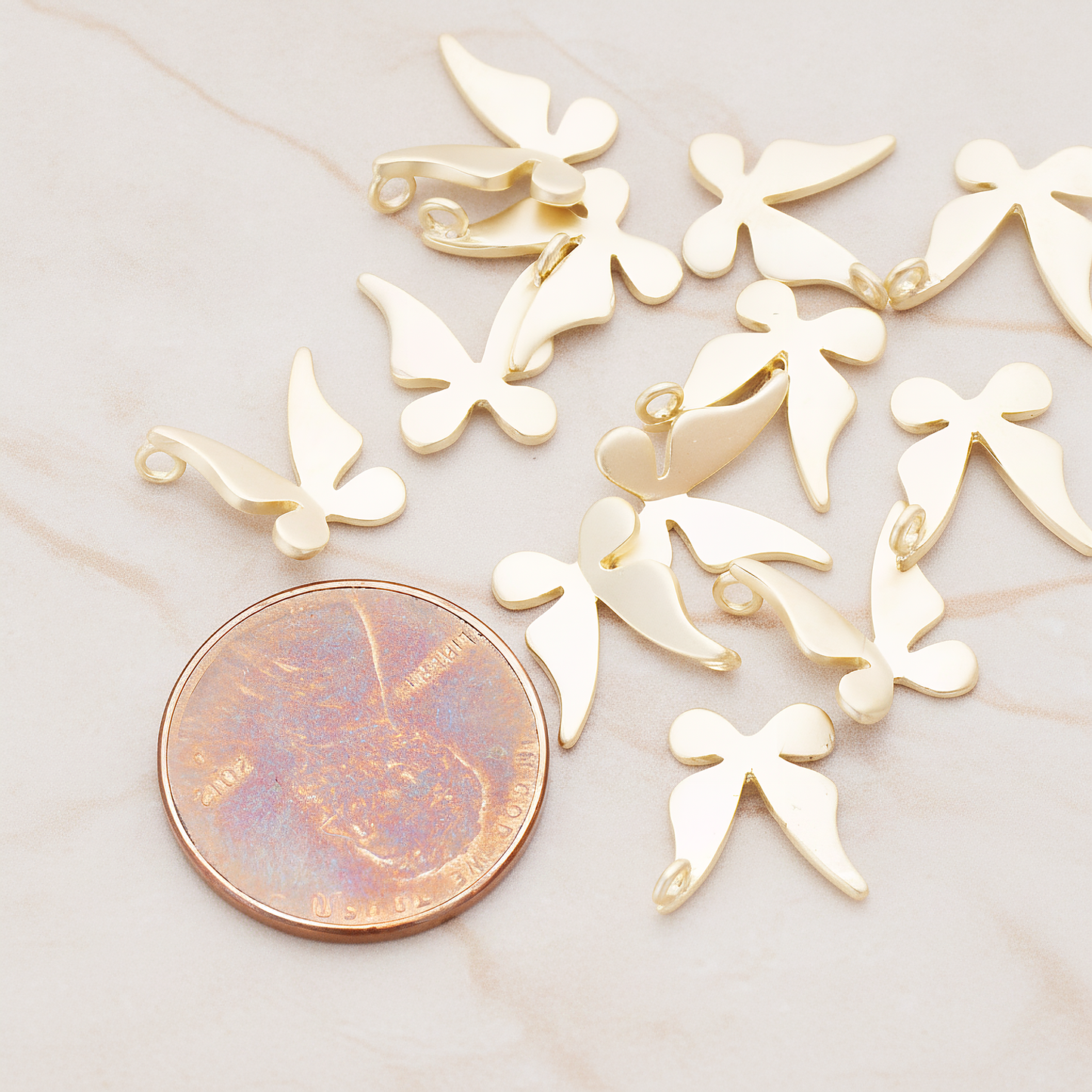 Small Butterfly Pendant, 2 Pc on warm marble background (PD.1017)