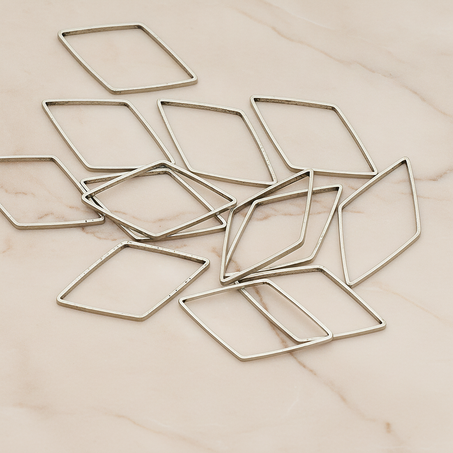 Large Diamond Shaped Link Pendant, 4 Pc on warm marble background (PD.1025-02)