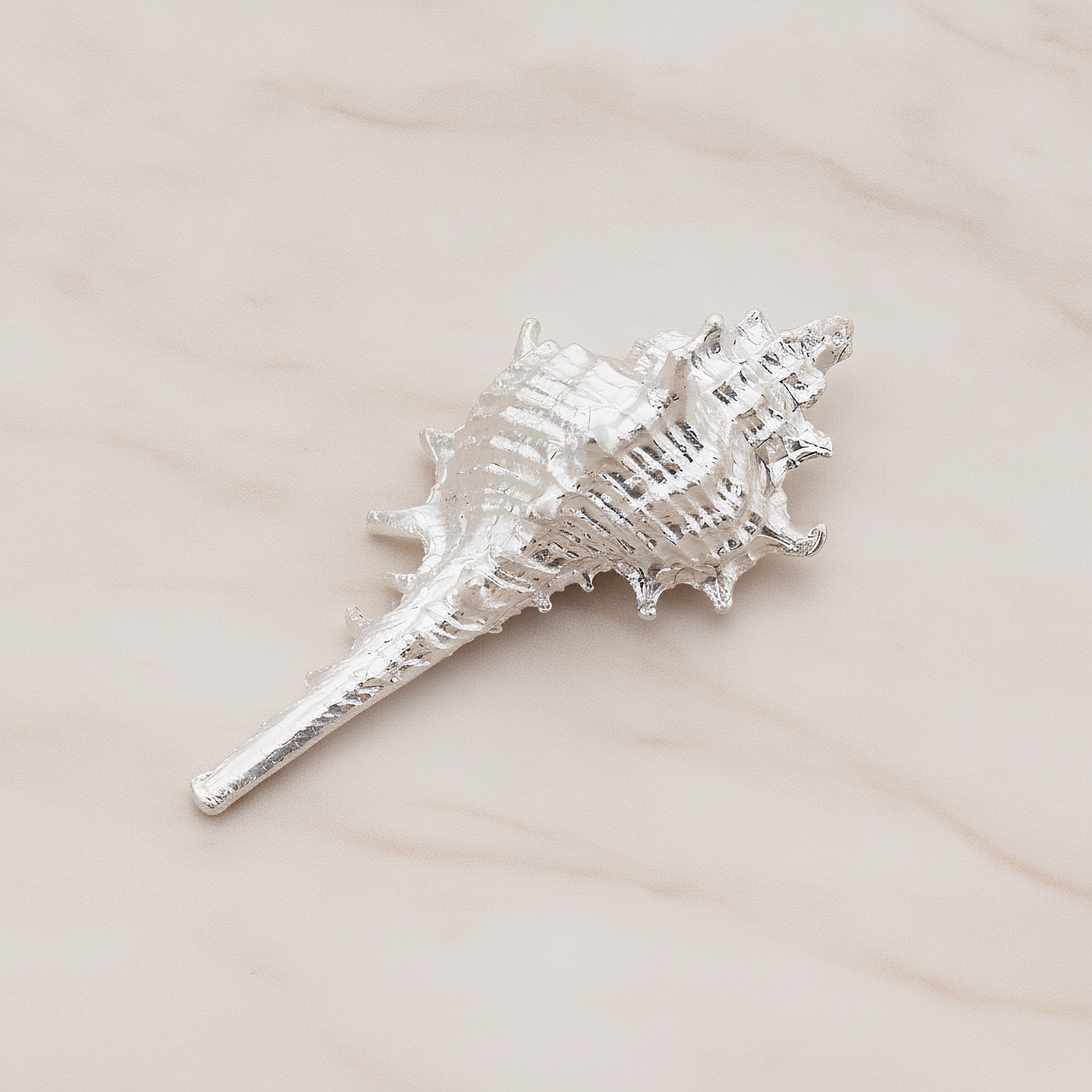 Murex Seashell Ver.5 Pendant, 2 Pc on warm marble background (PD.1044)