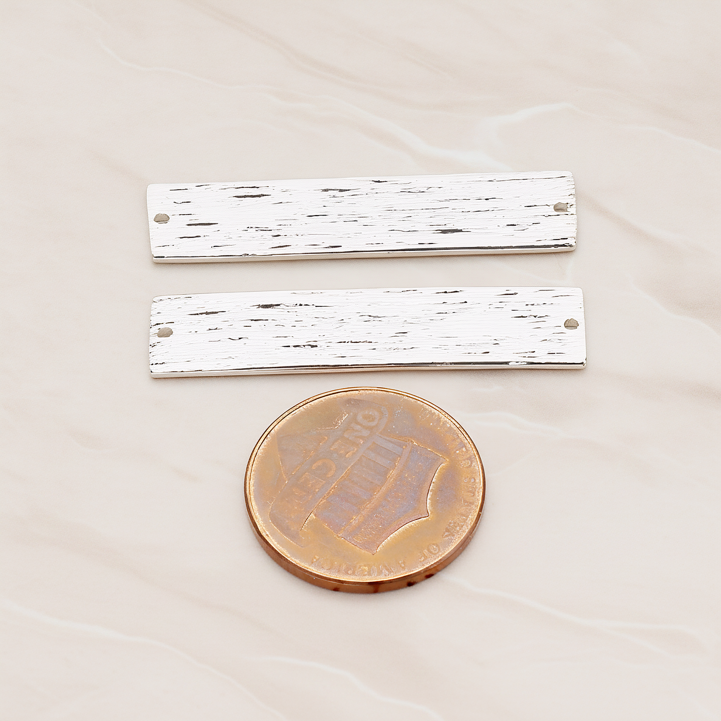 Brushed Rectangle Bar Pendant, 2 Pc on warm marble background (PD.1045)