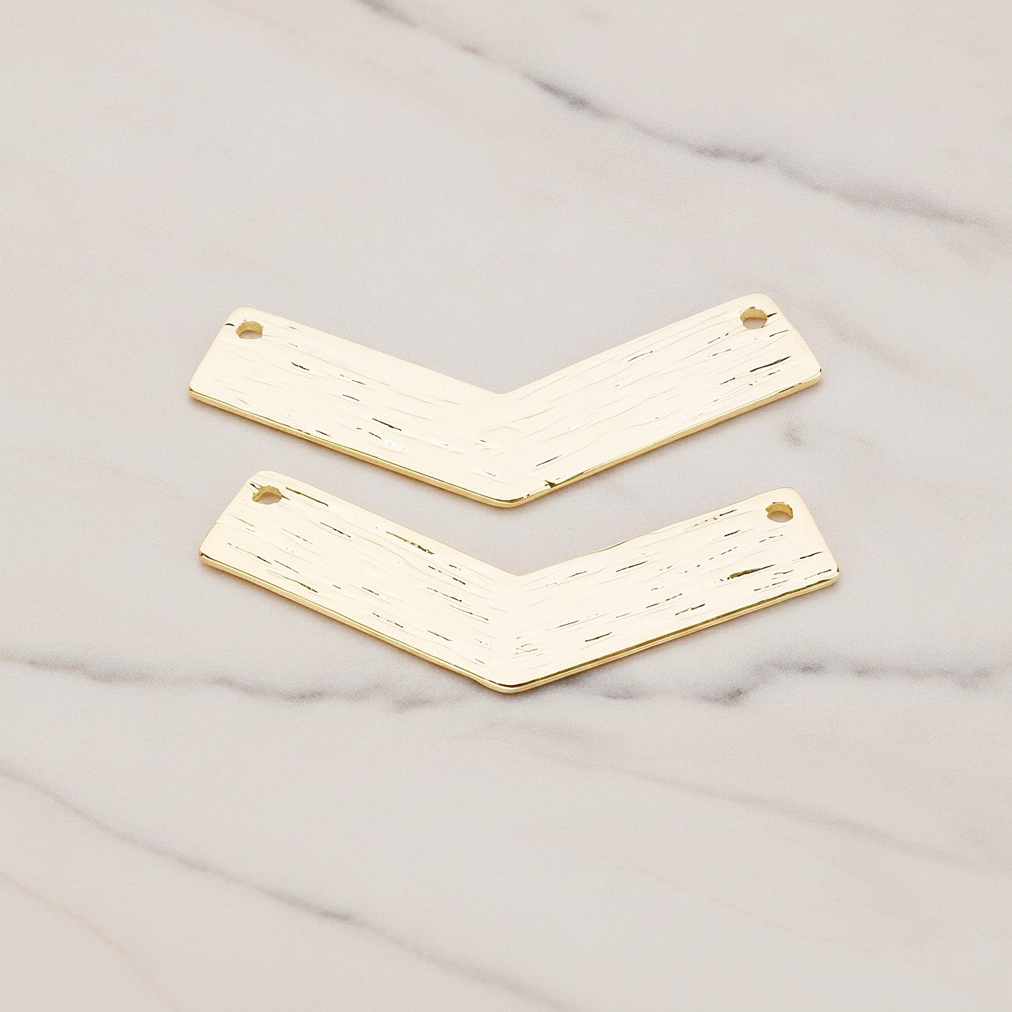 V Shaped Brushed Bar Pendant, 2 Pc on warm marble background (PD.1046)