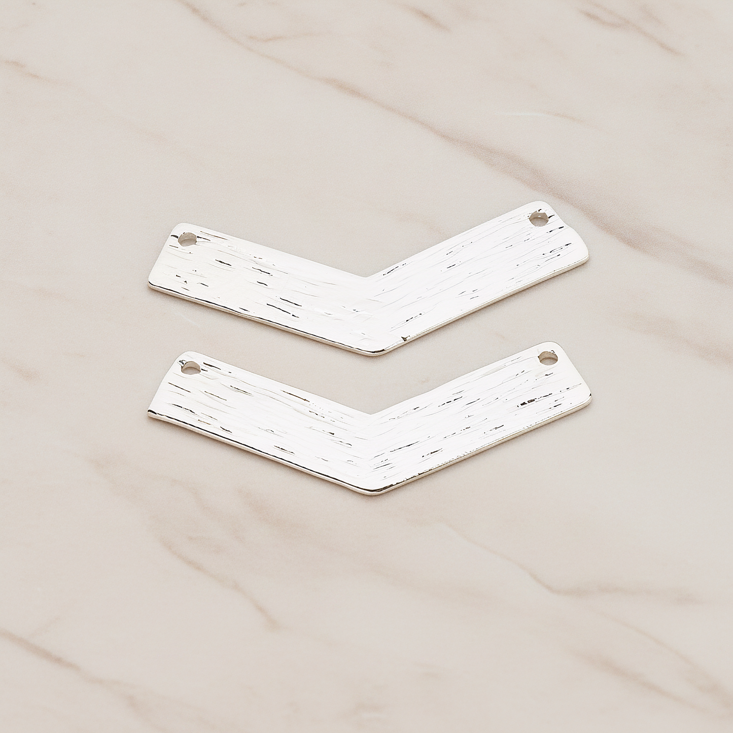 V Shaped Brushed Bar Pendant, 2 Pc on warm marble background (PD.1046)