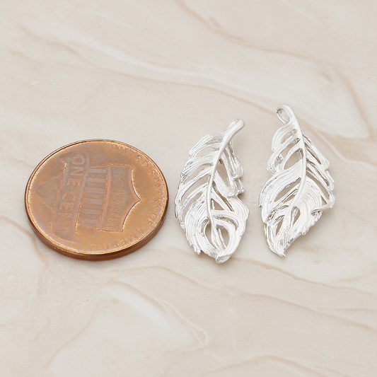 Vintage Look Leaf Pendant, 2 Pc on warm marble background (PD.1054)