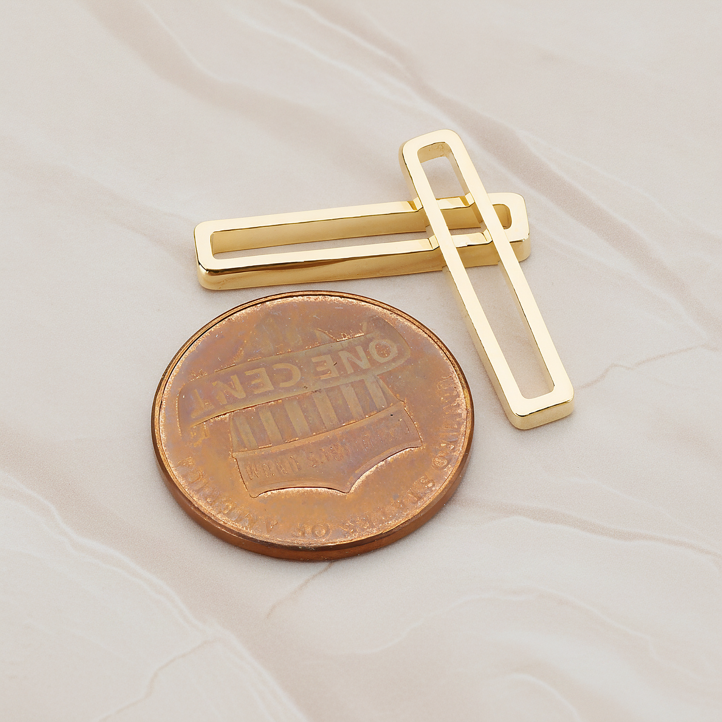 Rectangle Link Pendant, 4 Pc on warm marble background (PD.1058)