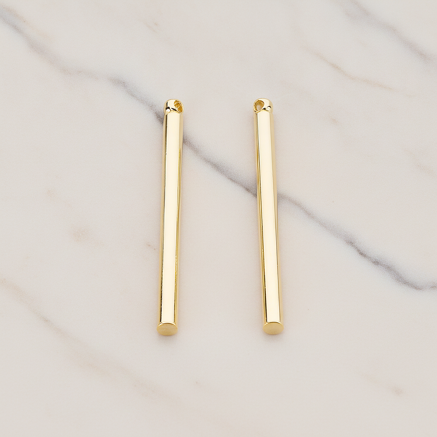 Short Cylinder Bar Stick Pendant, 2 Pc on warm marble background (PD.1061)