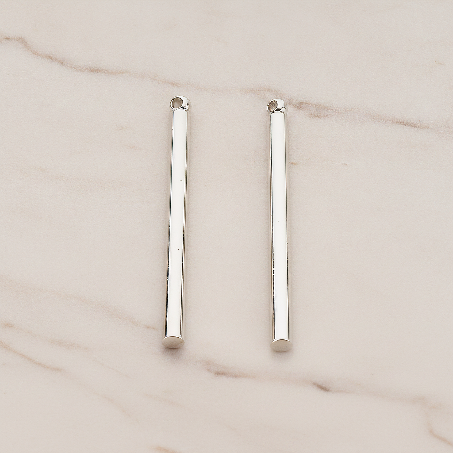 Short Cylinder Bar Stick Pendant, 2 Pc on warm marble background (PD.1061)