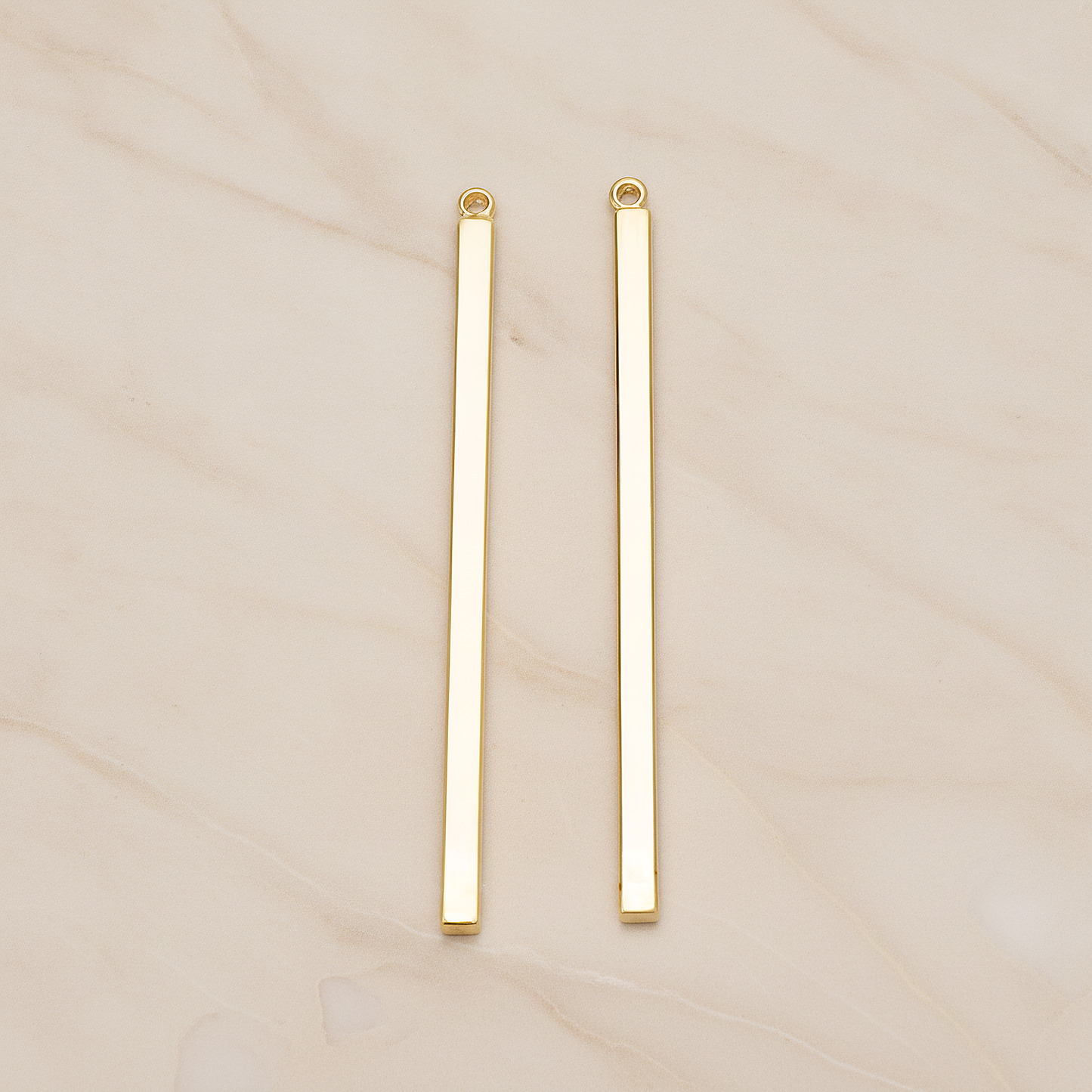 Square Cube Medium Bar Stick Pendant, 2 Pc on warm marble background (PD.1062-02)