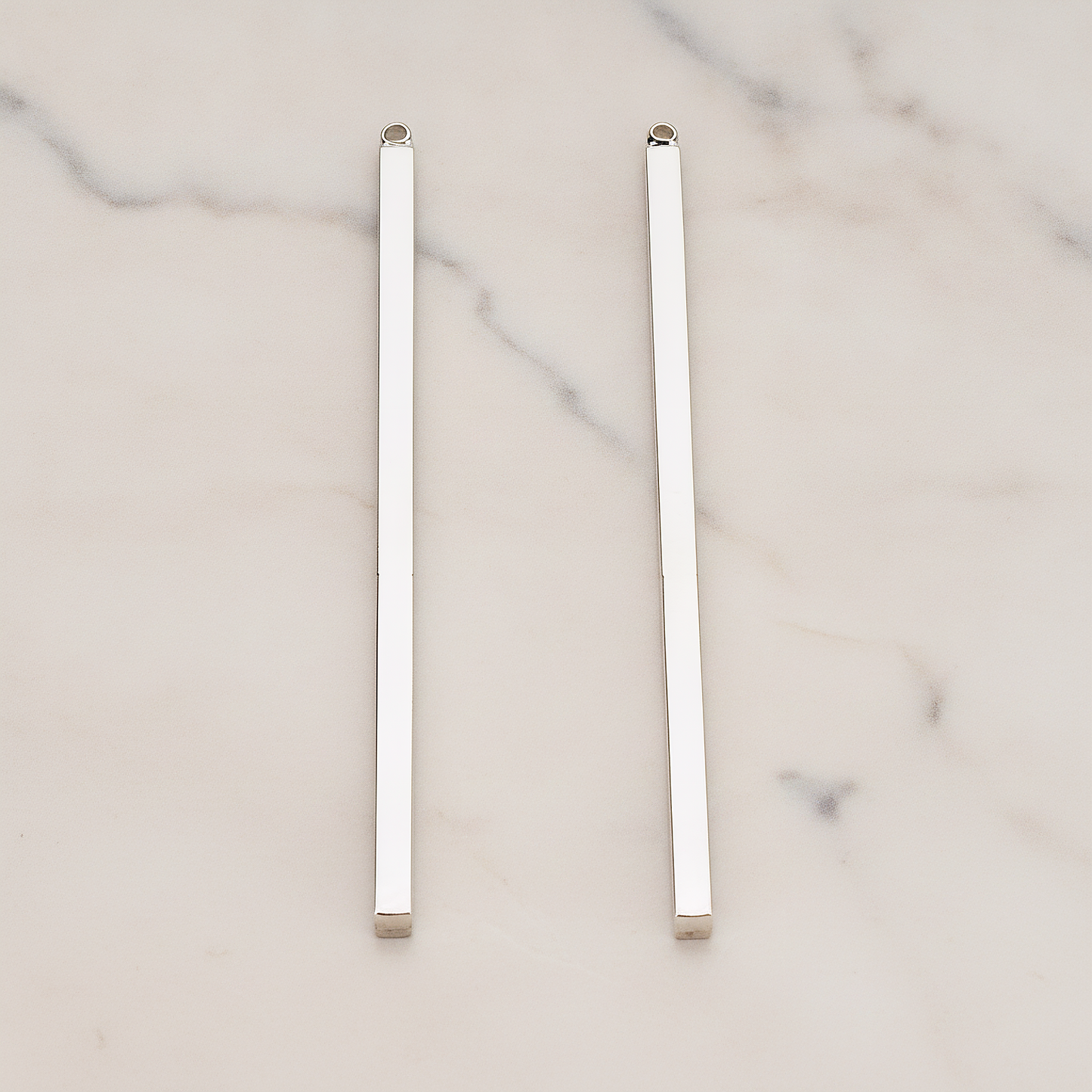 Square Cube Medium Bar Stick Pendant, 2 Pc on warm marble background (PD.1062-02)
