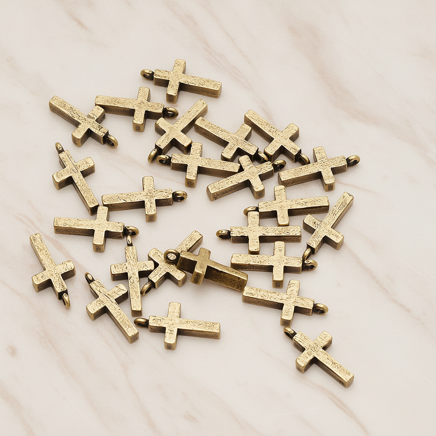 Simple Cross Pendant, 2 Pc on warm marble background (PD.1069)
