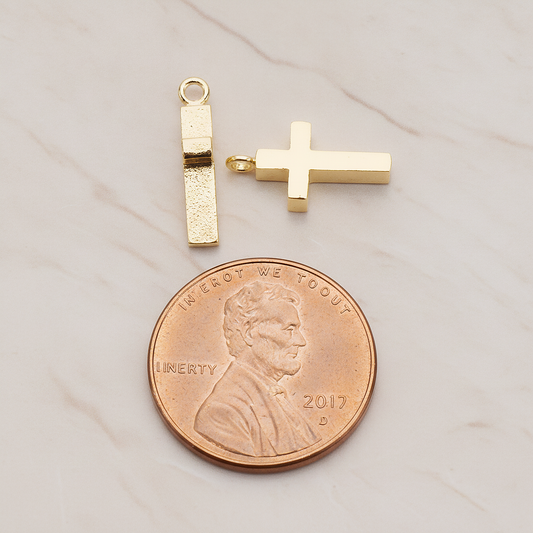 Simple Cross Pendant, 2 Pc on warm marble background (PD.1069)