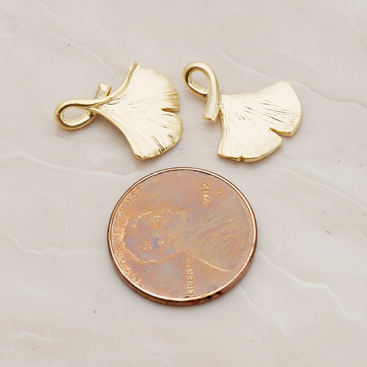 Ginkgo Leaf Pendant, 2 Pc on warm marble background (PD.1071)