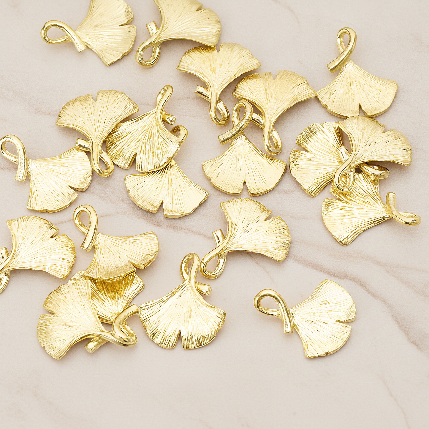 Ginkgo Leaf Pendant, 2 Pc on warm marble background (PD.1071)