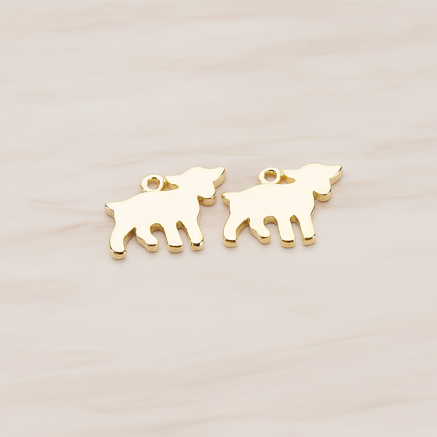 Baby Goat Pendant, 2 Pc on warm marble background (PD.1081)