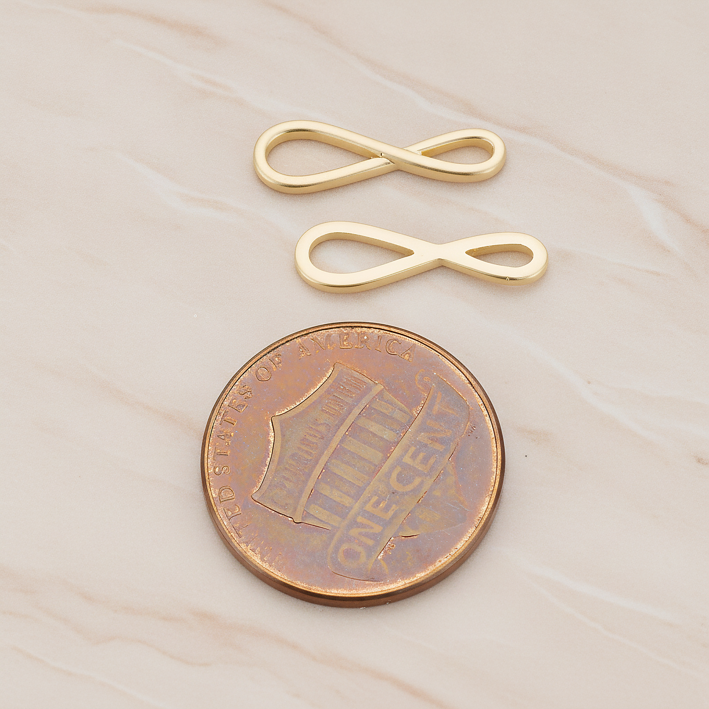 Simple Infinity Pendant, 2 Pc on warm marble background (PD.1108)