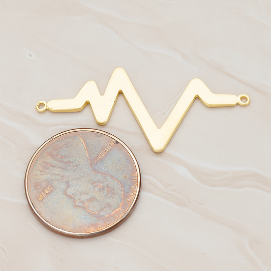 Heartbeat Beep Effect Shaped Ver.2 Pendant, 2 Pc on warm marble background (PD.1139)