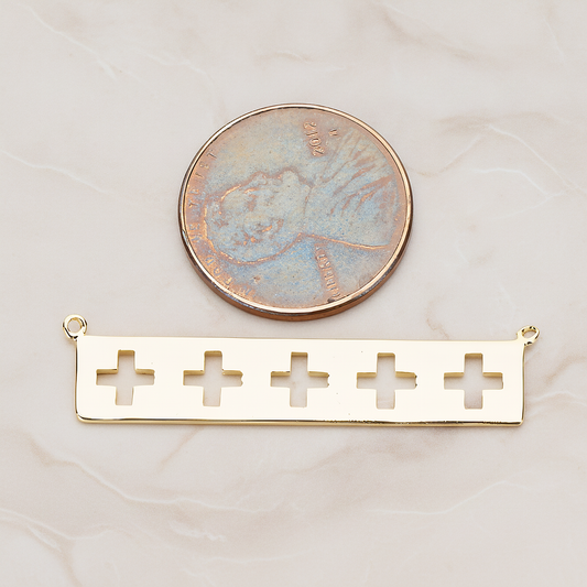 Geometric Cross Bar Pendant, 2 Pc on warm marble background (PD.1149)