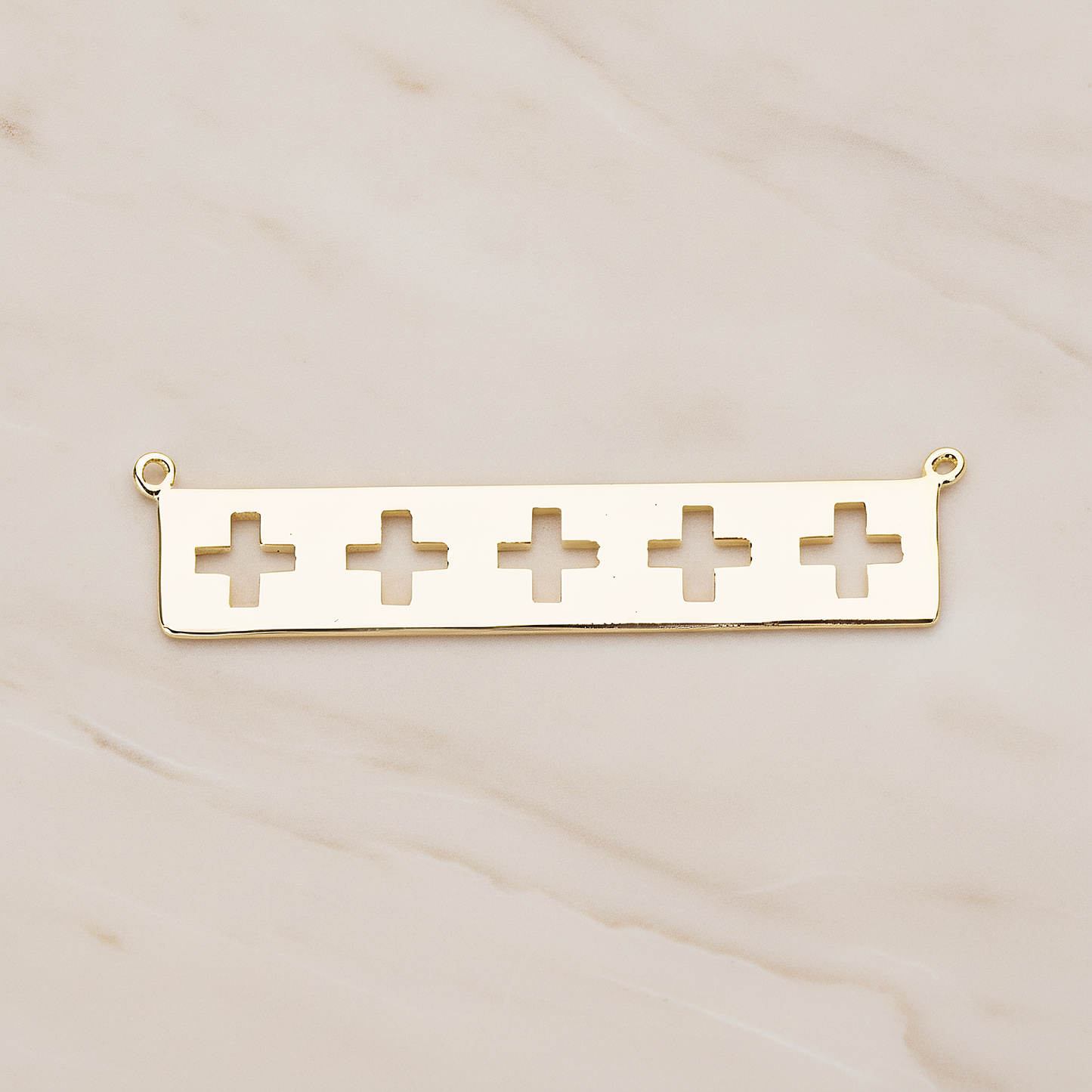 Geometric Cross Bar Pendant, 2 Pc on warm marble background (PD.1149)
