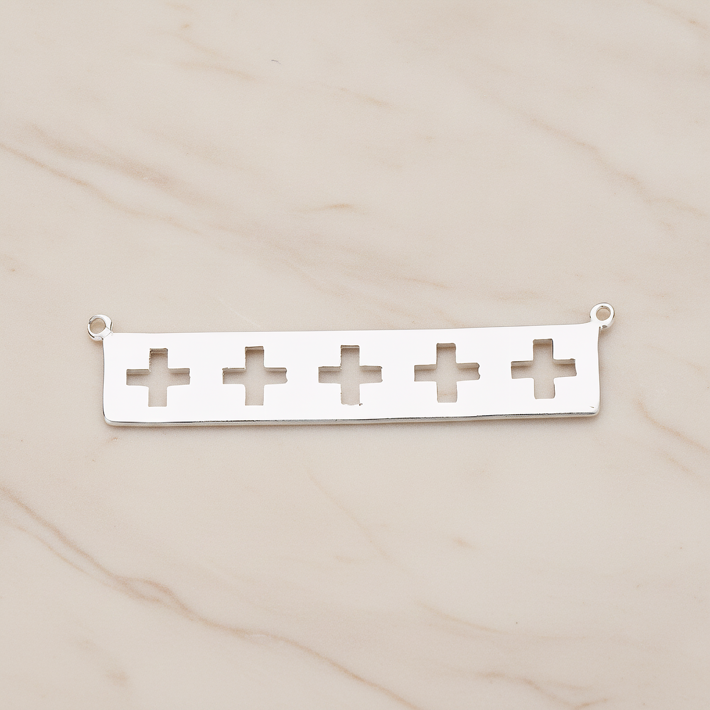 Geometric Cross Bar Pendant, 2 Pc on warm marble background (PD.1149)
