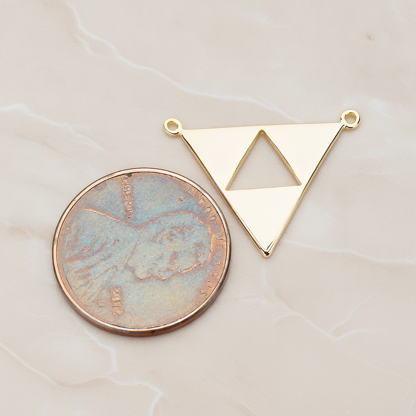Geometric Aztec Triangle Pendant, 2 Pc on warm marble background (PD.1151)