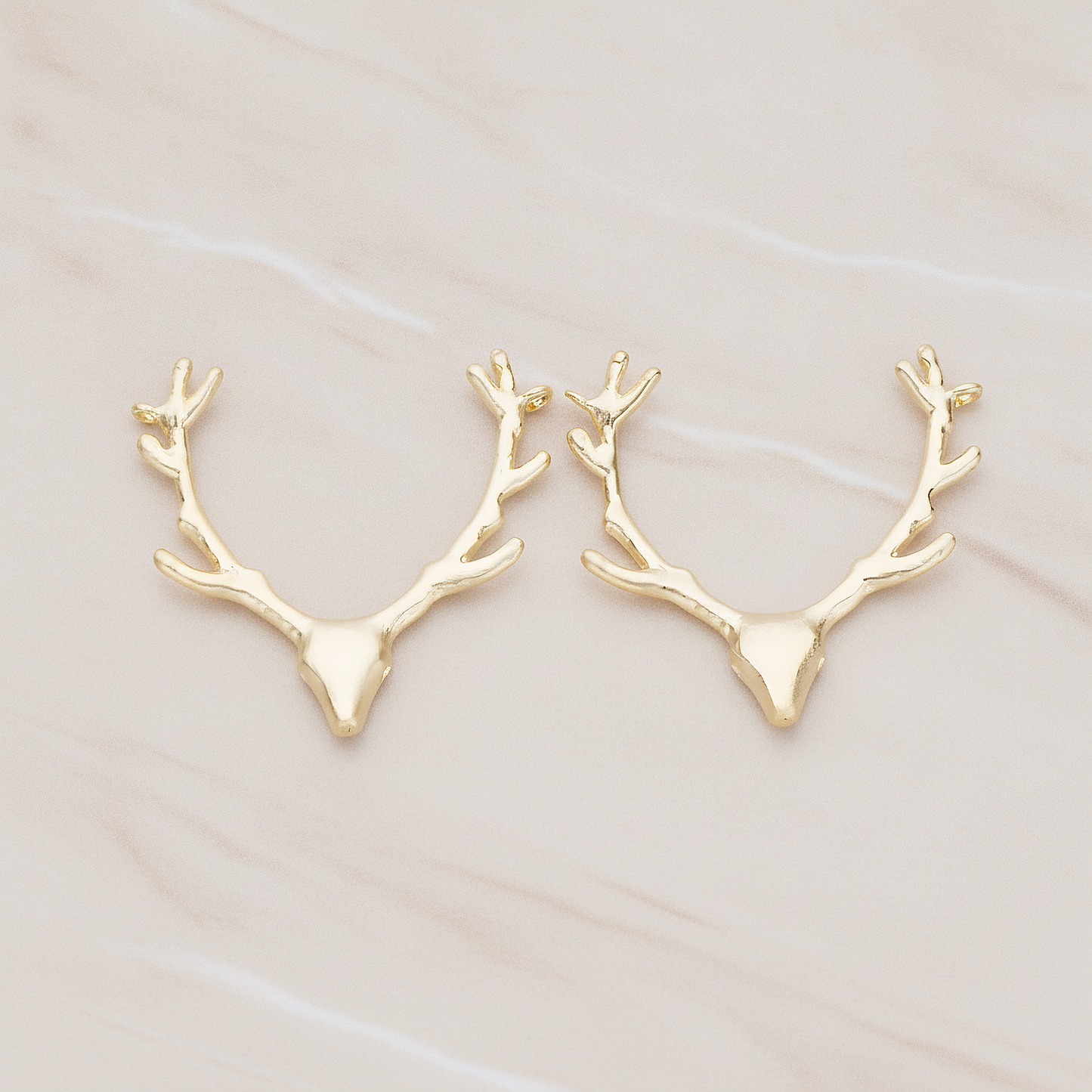 Large Deer Antler Pendant, 2 Pc on warm marble background (PD.1163)