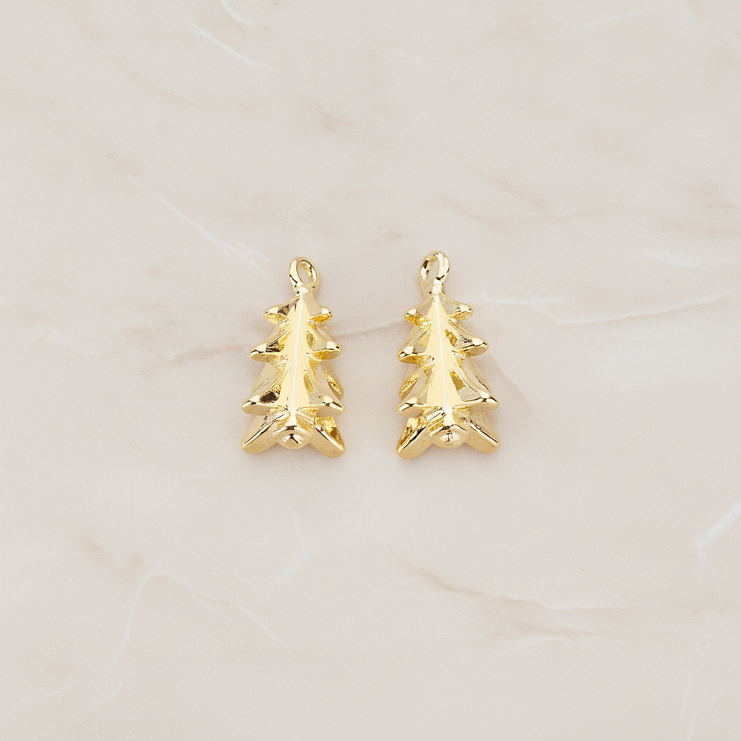 X-MAS Tree Ornament Tree Pendant, 2 Pc on warm marble background (PD.1177)