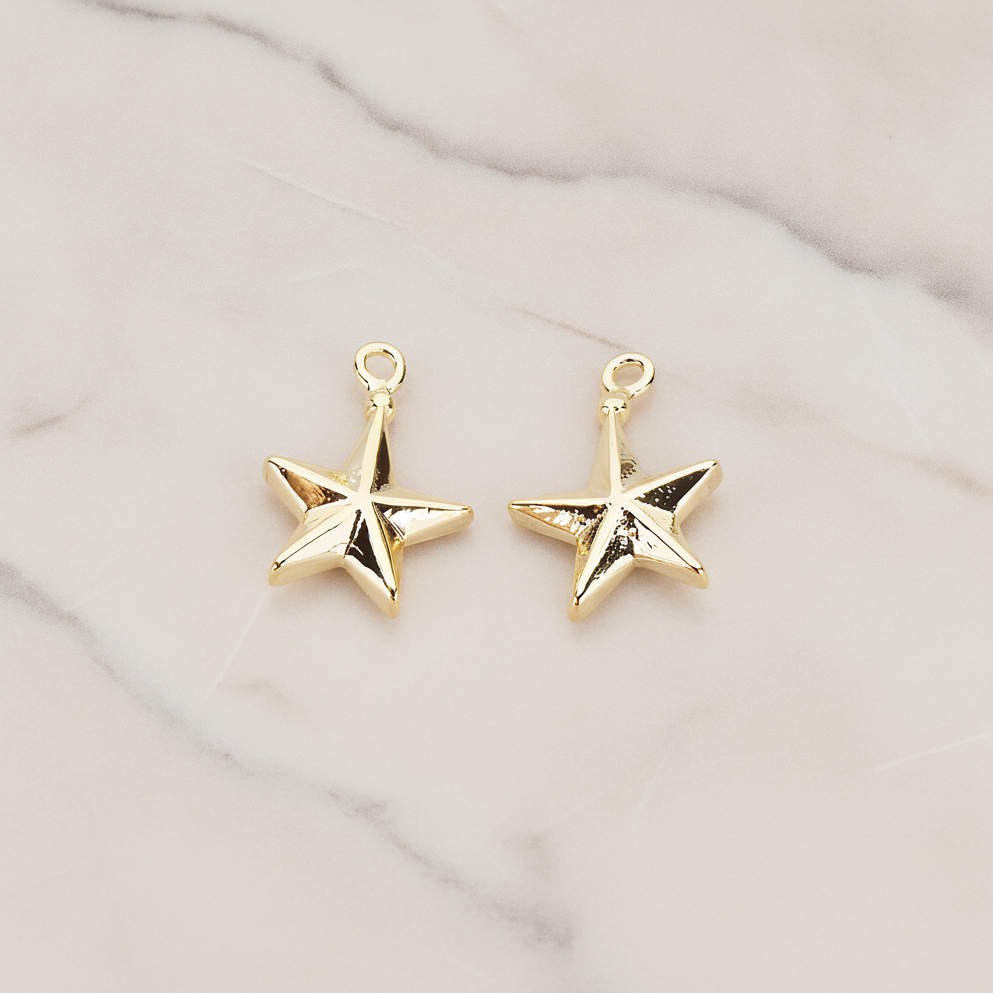 X-MAS Tree Ornament Star Pendant, 2 Pc on warm marble background (PD.1178)
