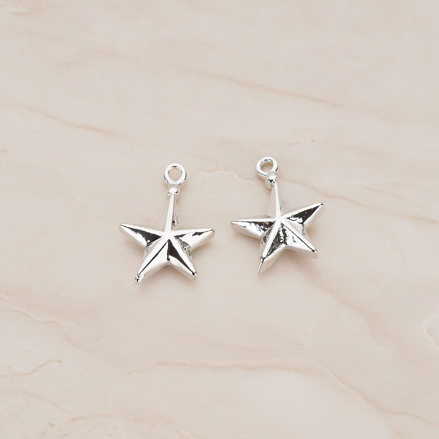 X-MAS Tree Ornament Star Pendant, 2 Pc on warm marble background (PD.1178)
