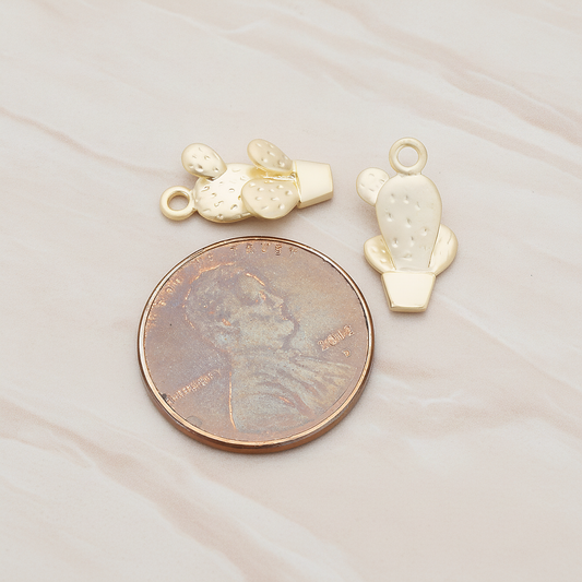 Cactus Pot Pendant, 2 Pc on warm marble background (PD.1195)