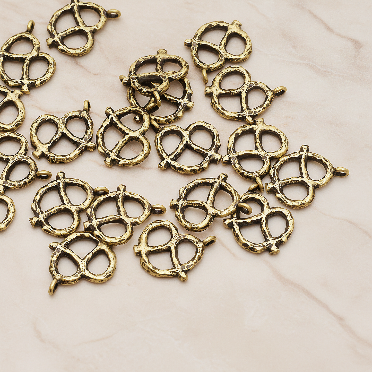 Pretzel Pendant, 2 Pc on warm marble background (PD.1198)