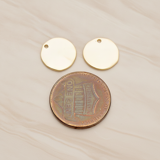 Uneven Circle Round Disk Pendant, 2 Pc on warm marble background (PD.1236)