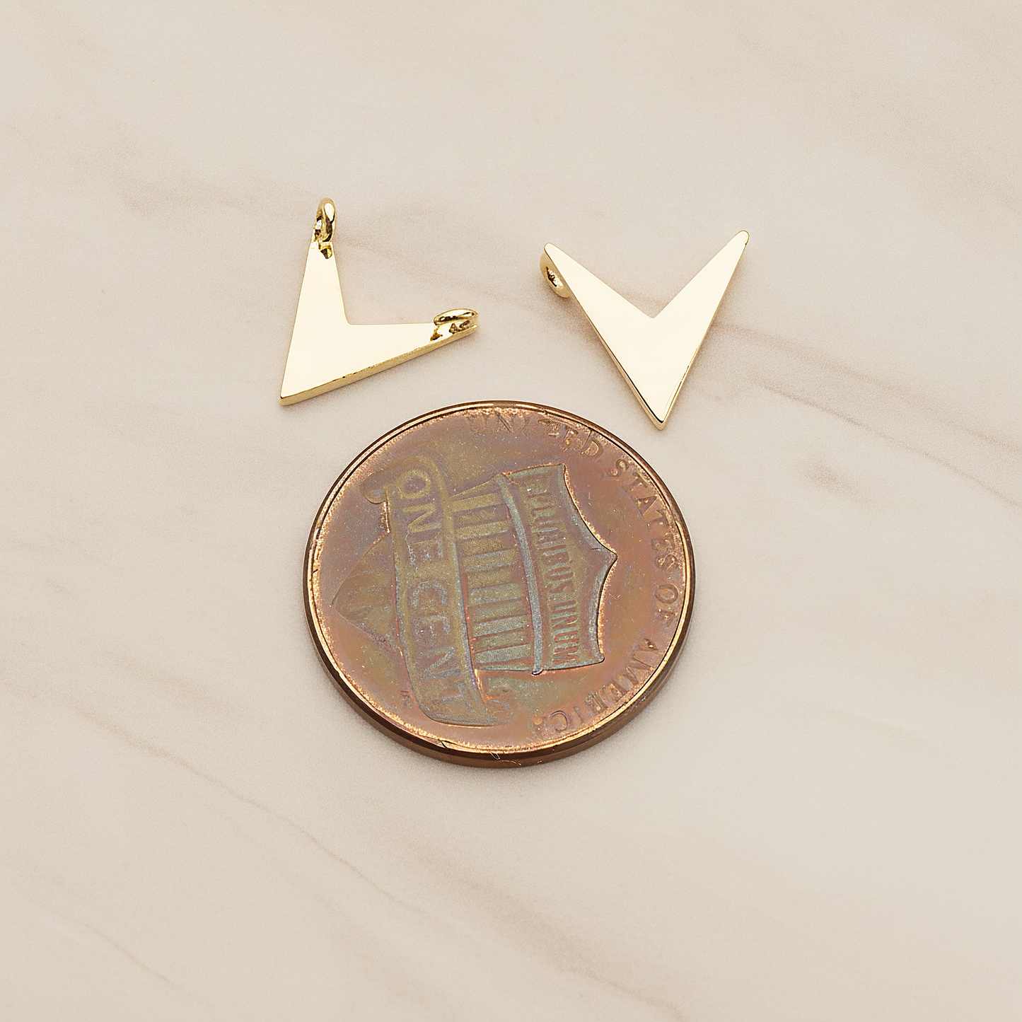 Mini V Shaped Pendant, 2 Pc on warm marble background (PD.1243)