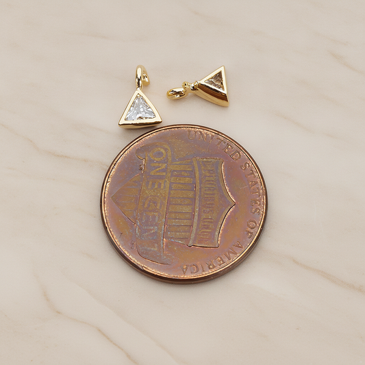 Mini Framed Cubic Zirconia Pendant, 2 Pc on warm marble background (PD.1266)