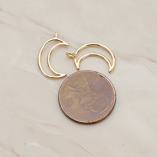 Simple Line Animated Moon Pendant, 2Pc on warm marble background (PD.1293)