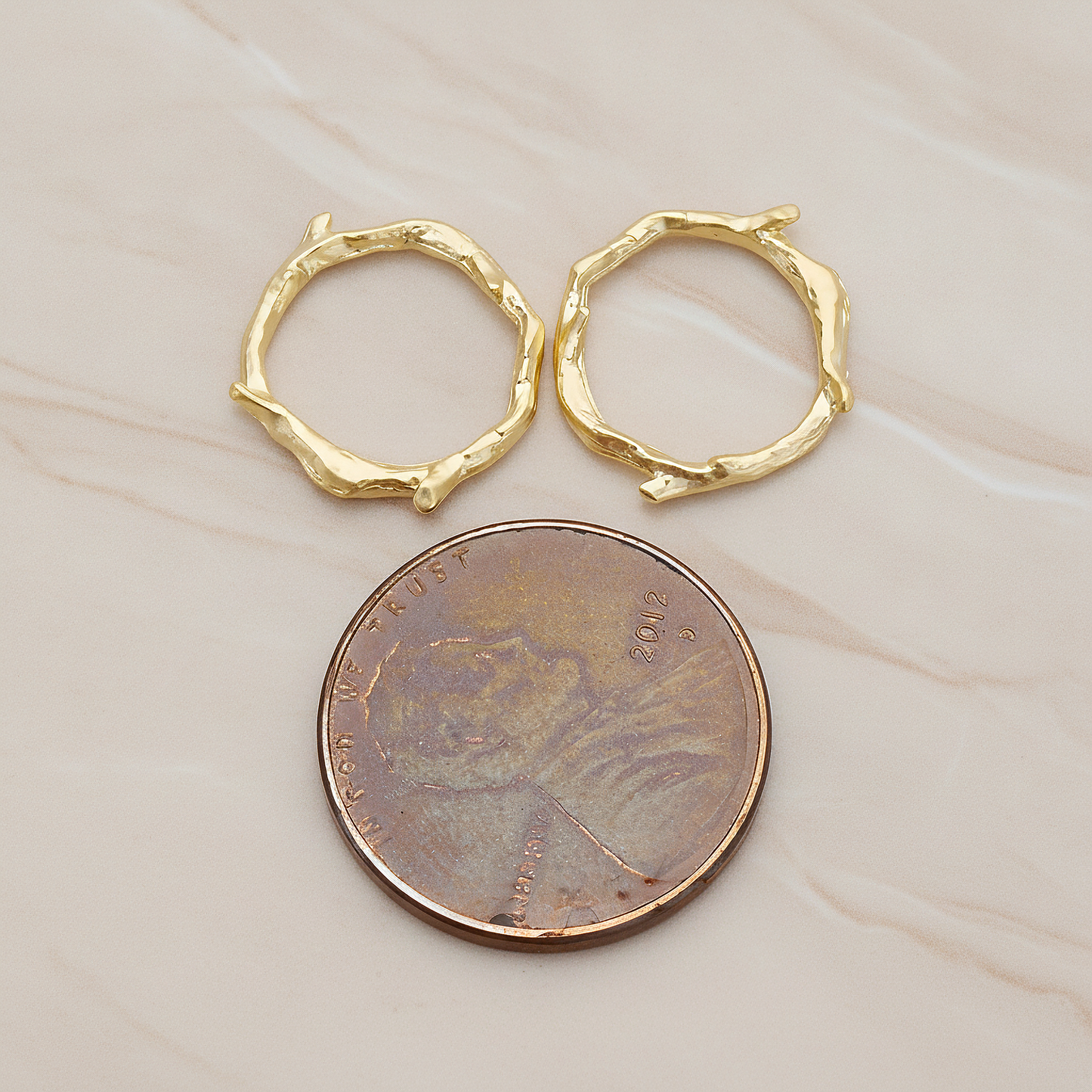 Round Wood Branch Pendant, 2 Pc on warm marble background (PD.1305)