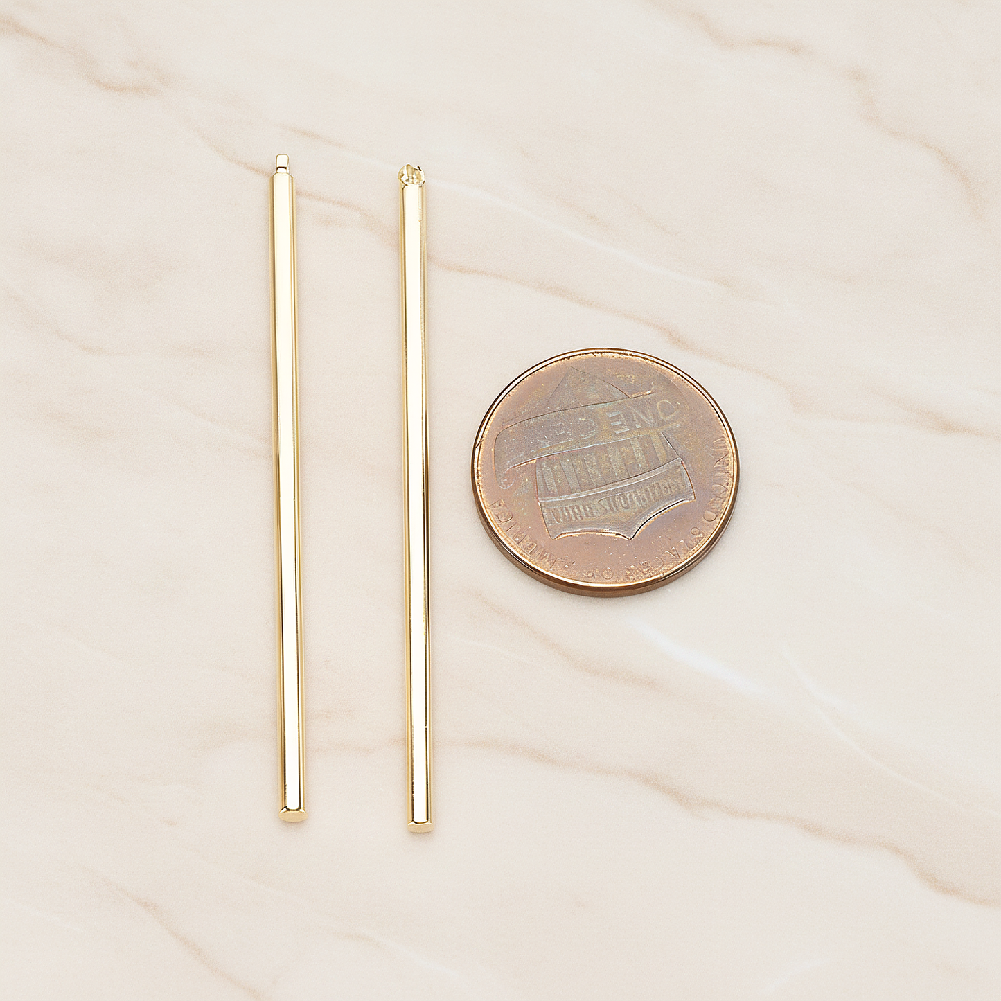 52mm Round Tube Vertical Bar Pendant, 2 Pc on warm marble background (PD.1432-01)