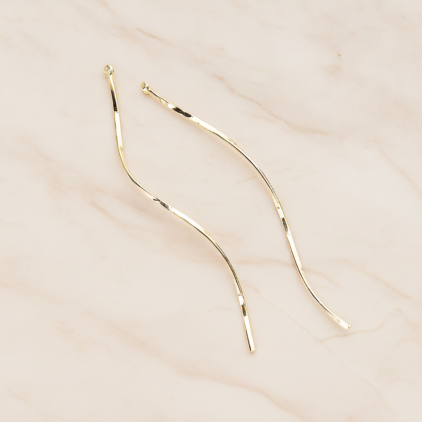Thin Curvy Twisted Bar Pendant, 2 Pc on warm marble background (PD.1444)