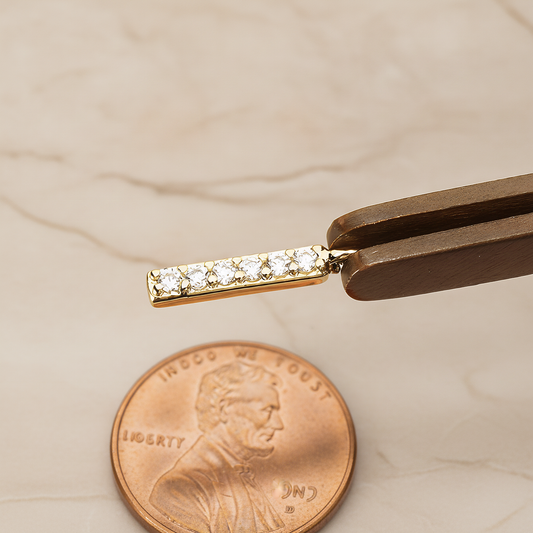Multi Cubic Zirconia CZ Mini Rectangle Bar Charm Pendant, 2 Pc on warm marble background (PD.1479)