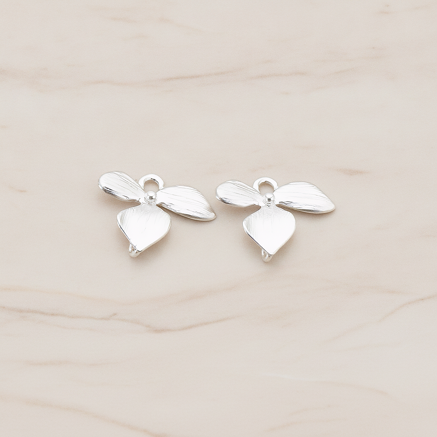 XSMALL Piece Quadruple Flower Pendant, 2 Pc on warm marble background (PD.148-04)