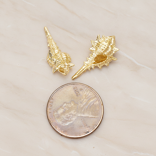 Small Seashell Murex Pendant, 2 Pc on warm marble background (PD.1499)