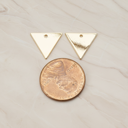 Simple Triangle Flag Banner Tag Charm Pendant, 2 Pc on warm marble background (PD.1559-01)