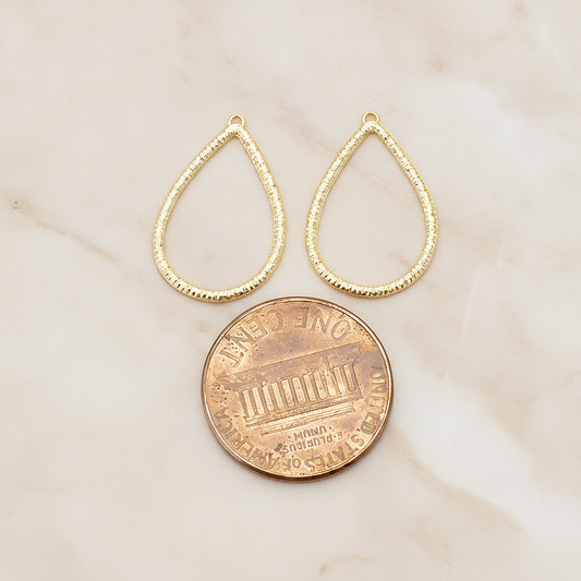 Textured Teardrop Small Link Pendant, 2 Pc on warm marble background (PD.1623-01)